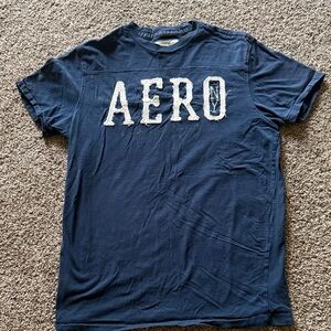 Aeropostale Navy Short Sleeve Tee with White Textured AERO Logo